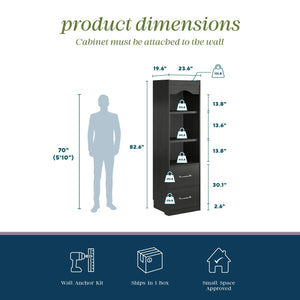 Novogratz Her Majesty 2-Drawer Storage Cabinet-Style Bookcase with Drawers - Black Oak
