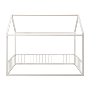 Max & Finn Skyler Metal House Bed with Rail - Off White - Twin