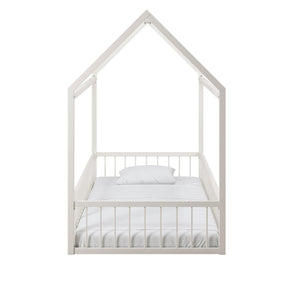 Max & Finn Skyler Metal House Bed with Rail - Off White - Twin