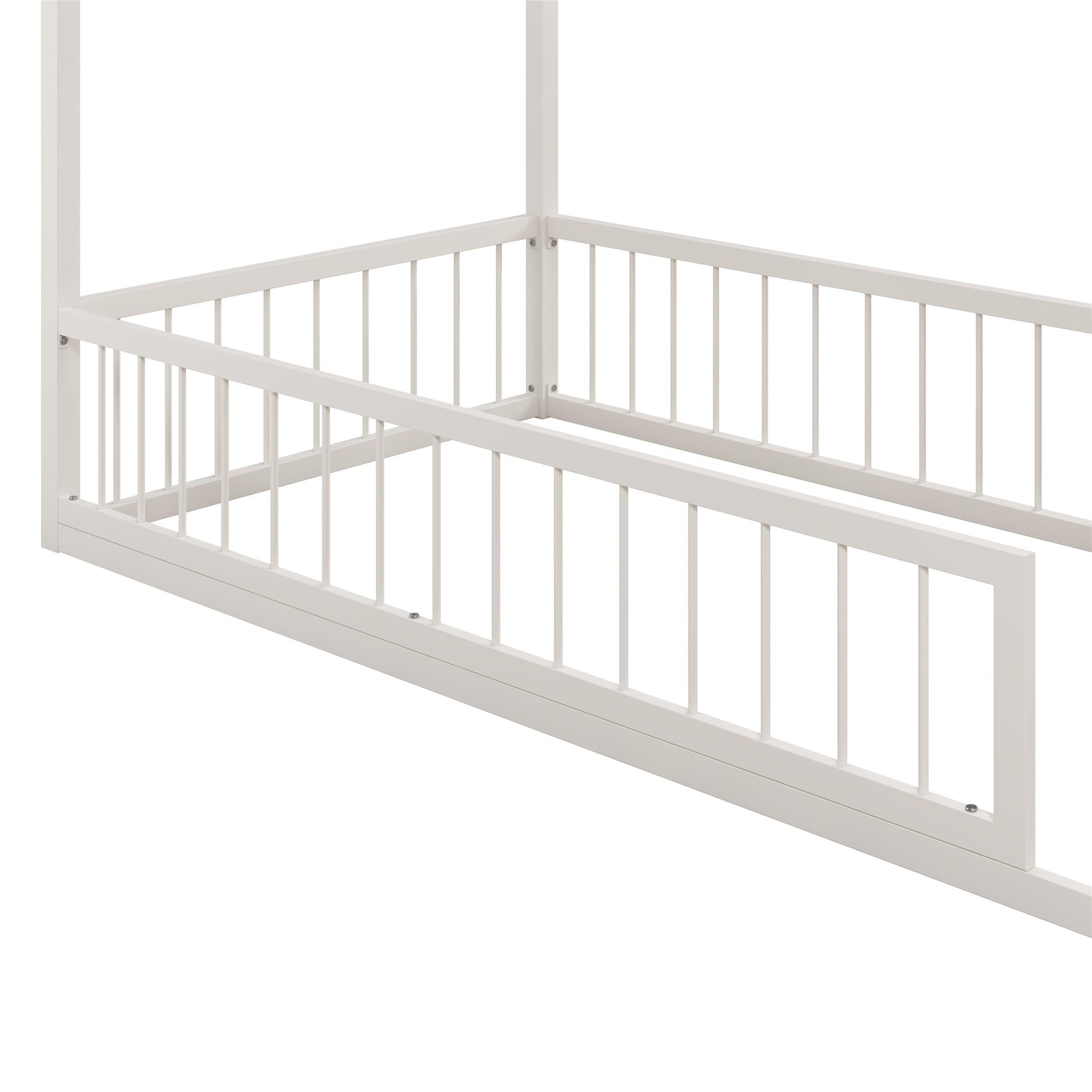 Max & Finn Skyler Metal House Bed with Rail - Off White - Twin