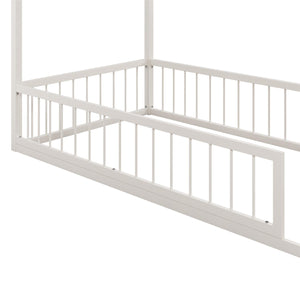Max & Finn Skyler Metal House Bed with Rail - Off White - Twin