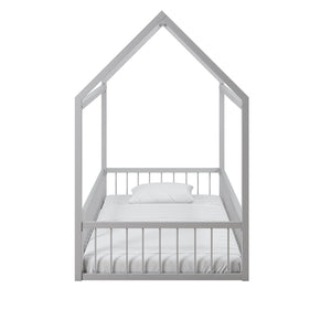 Max & Finn Skyler Metal House Bed with Rail - Dove Gray - Twin