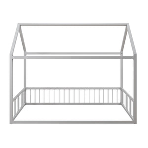 Max & Finn Skyler Metal House Bed with Rail - Dove Gray - Twin