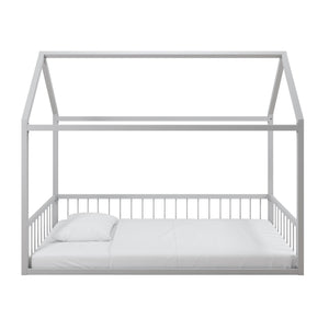 Max & Finn Skyler Metal House Bed with Rail - Dove Gray - Twin