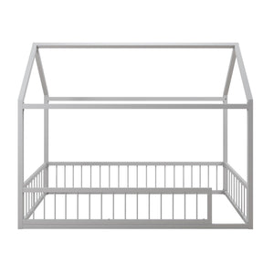 Max & Finn Skyler Metal House Bed with Rail - Dove Gray - Twin