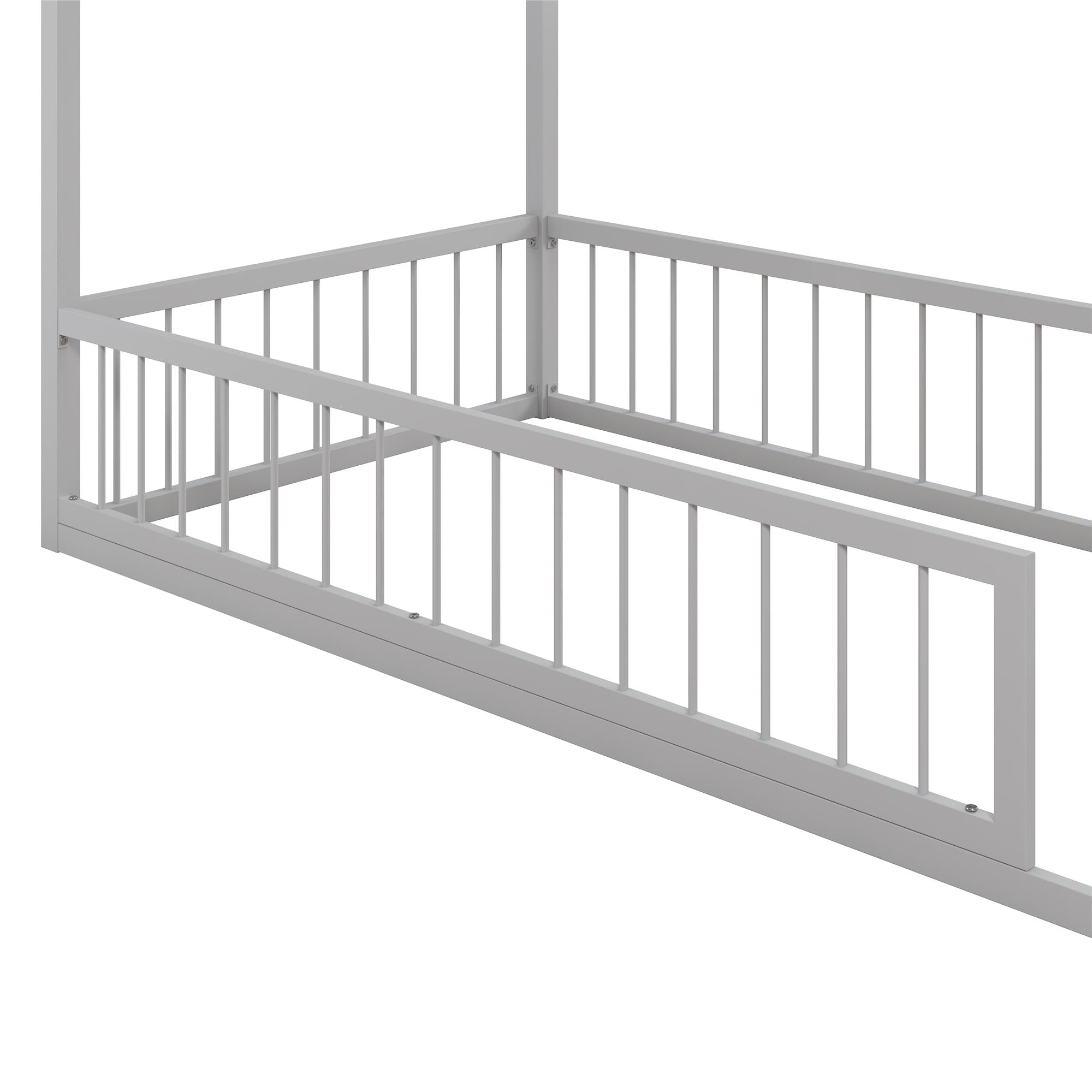 Max & Finn Skyler Metal House Bed with Rail - Dove Gray - Twin