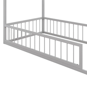 Max & Finn Skyler Metal House Bed with Rail - Dove Gray - Twin
