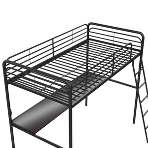 NTense Contra Gaming Loft Bed with Desk and LED Lights - Black - Twin