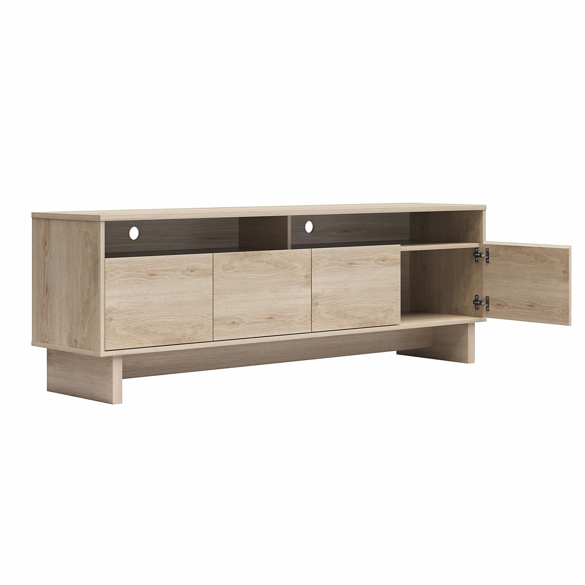 RealRooms Nivelle 4-Door TV Stand Console for TVs up to 75" - Blonde Oak