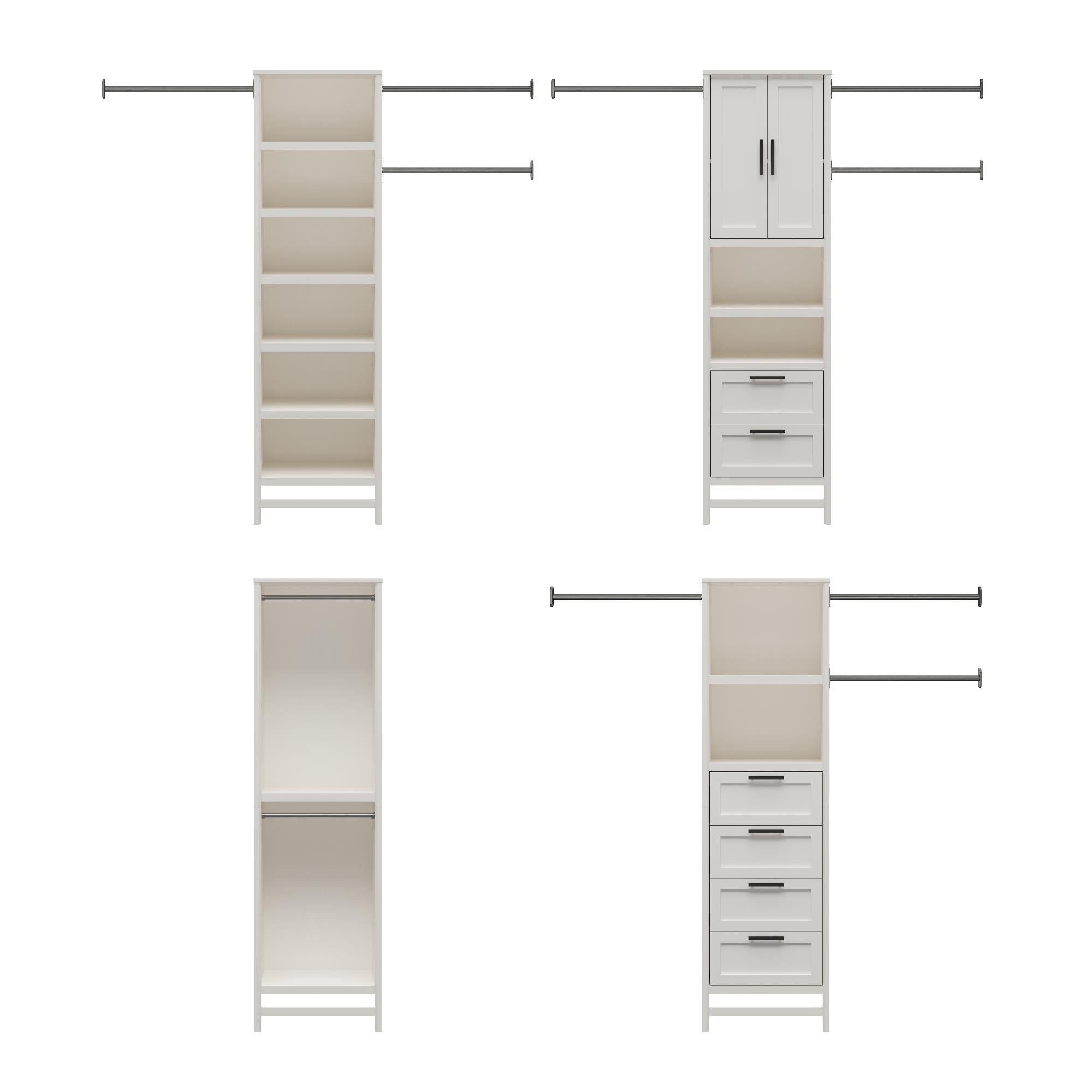 Systembuild Evolution Luxe Wardrobe Closet Organizer 4-Piece Bundle - Ivory Oak