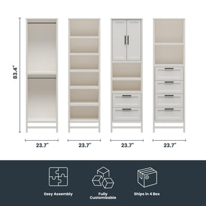 Systembuild Evolution Luxe Wardrobe Closet Organizer 4-Piece Bundle - Ivory Oak