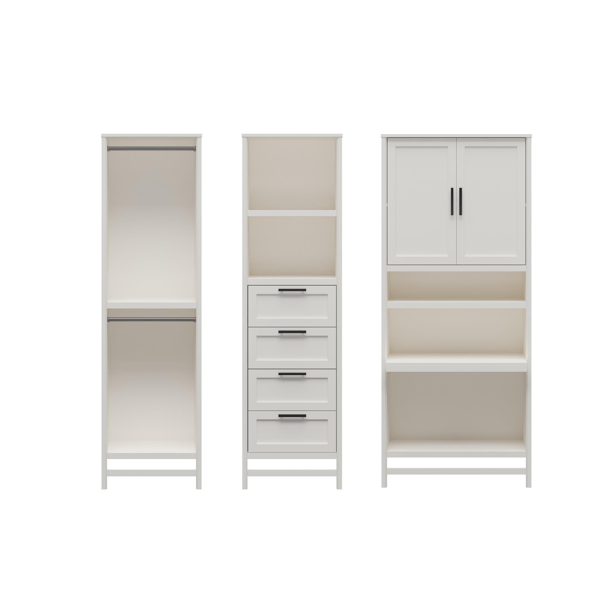 Systembuild Evolution Luxe Wardrobe Closet Organizer with Vanity 3-Piece Bundle - Ivory Oak