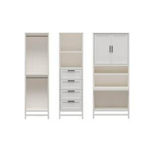Systembuild Evolution Luxe Wardrobe Closet Organizer with Vanity 3-Piece Bundle - Ivory Oak