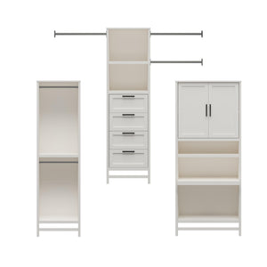 Systembuild Evolution Luxe Wardrobe Closet Organizer with Vanity 3-Piece Bundle - Ivory Oak