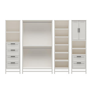Systembuild Evolution Luxe Wide Wardrobe Closet Organizer 4-Piece Bundle - Ivory Oak