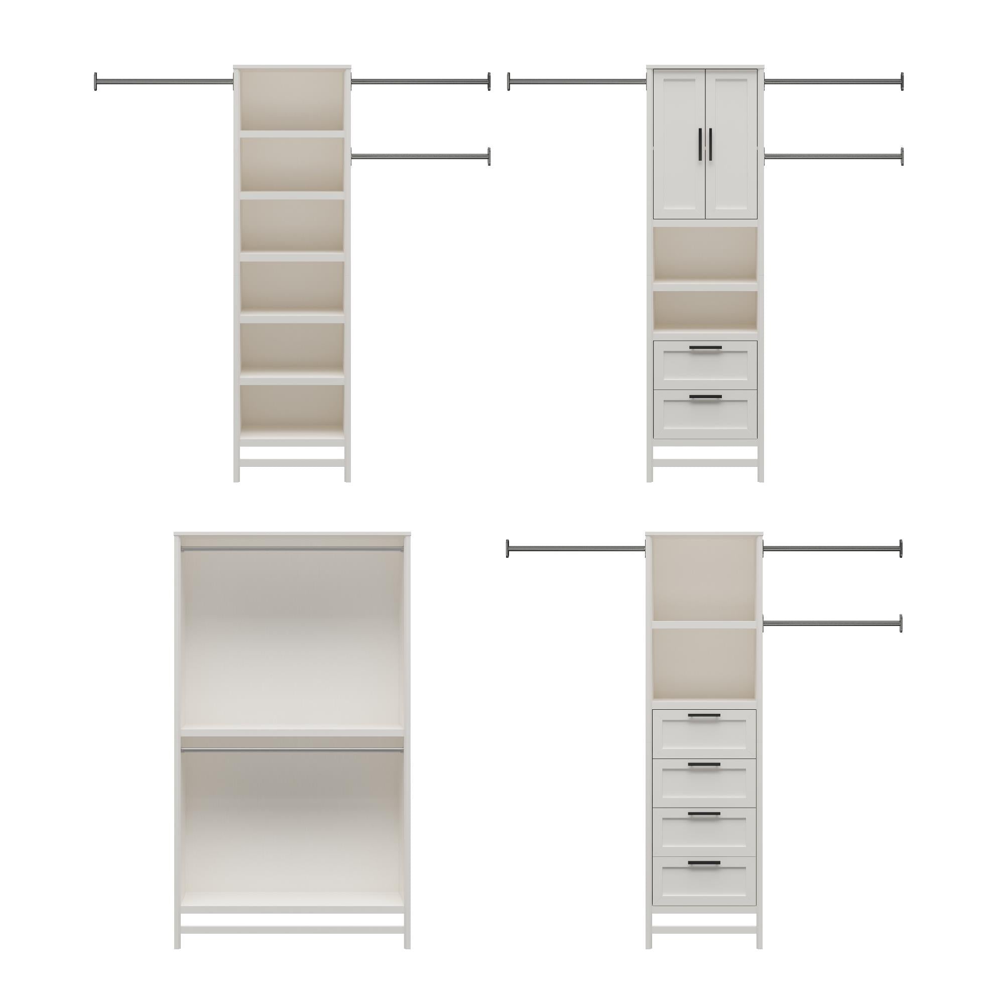 Systembuild Evolution Luxe Wide Wardrobe Closet Organizer 4-Piece Bundle - Ivory Oak