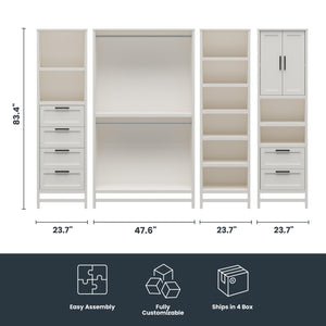 Systembuild Evolution Luxe Wide Wardrobe Closet Organizer 4-Piece Bundle - Ivory Oak