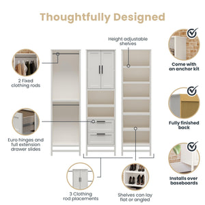 Systembuild Evolution Luxe Wardrobe Closet Organizer 3-Piece Bundle - Ivory Oak