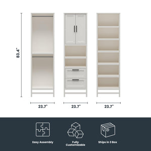 Systembuild Evolution Luxe Wardrobe Closet Organizer 3-Piece Bundle - Ivory Oak