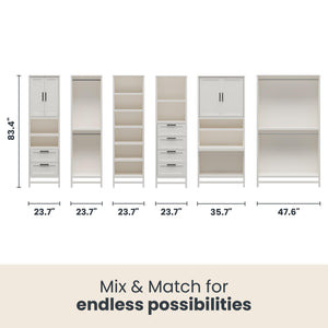 Systembuild Evolution Luxe Wardrobe Closet Organizer with Vanity 3-Piece Bundle - Ivory Oak