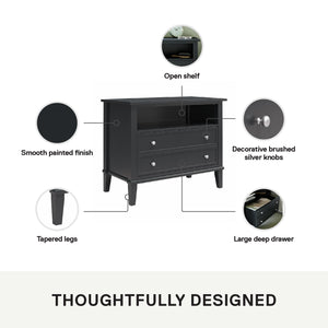 Ameriwood Home Franklin Wide Nightstand with Drawer - Black