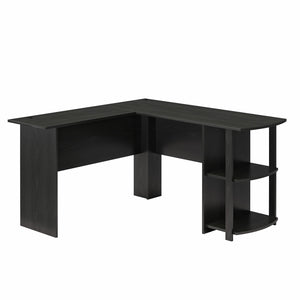 Ameriwood Home Dominic L-Desk with Side Storage Bookshelves - Black Oak