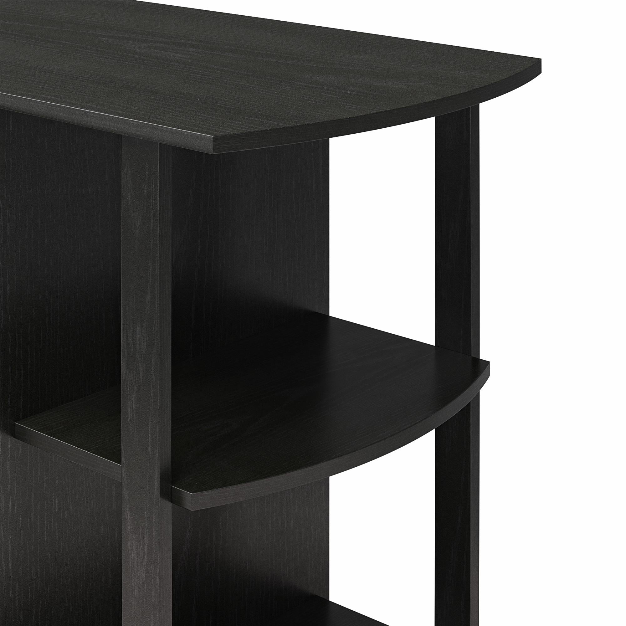 Ameriwood Home Dominic L-Desk with Side Storage Bookshelves - Black Oak