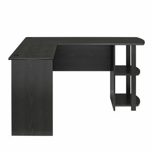 Ameriwood Home Dominic L-Desk with Side Storage Bookshelves - Black Oak