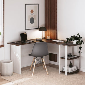Ameriwood Home Dominic L-Desk with Side Storage Bookshelves - Magnolia Oak