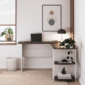 Ameriwood Home Dominic L-Desk with Side Storage Bookshelves - Magnolia Oak