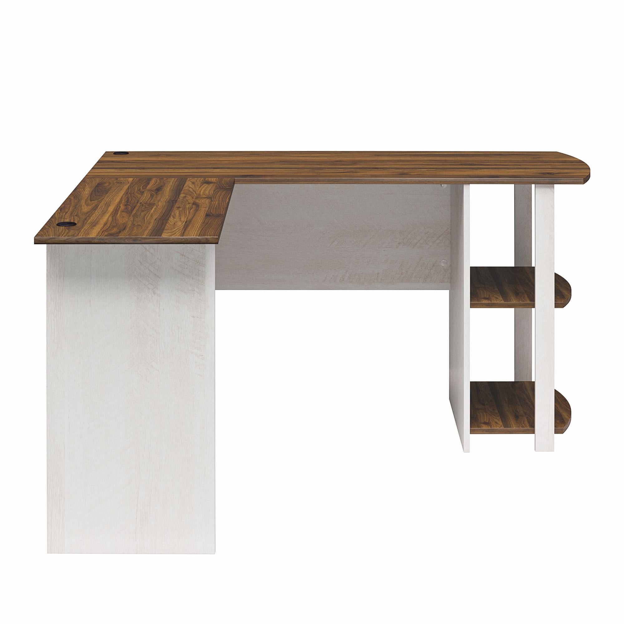 Ameriwood Home Dominic L-Desk with Side Storage Bookshelves - Magnolia Oak