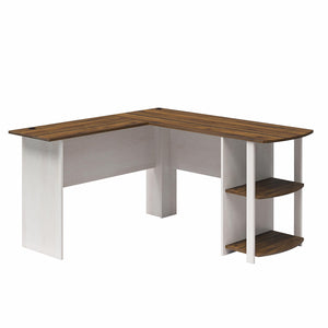 Ameriwood Home Dominic L-Desk with Side Storage Bookshelves - Magnolia Oak