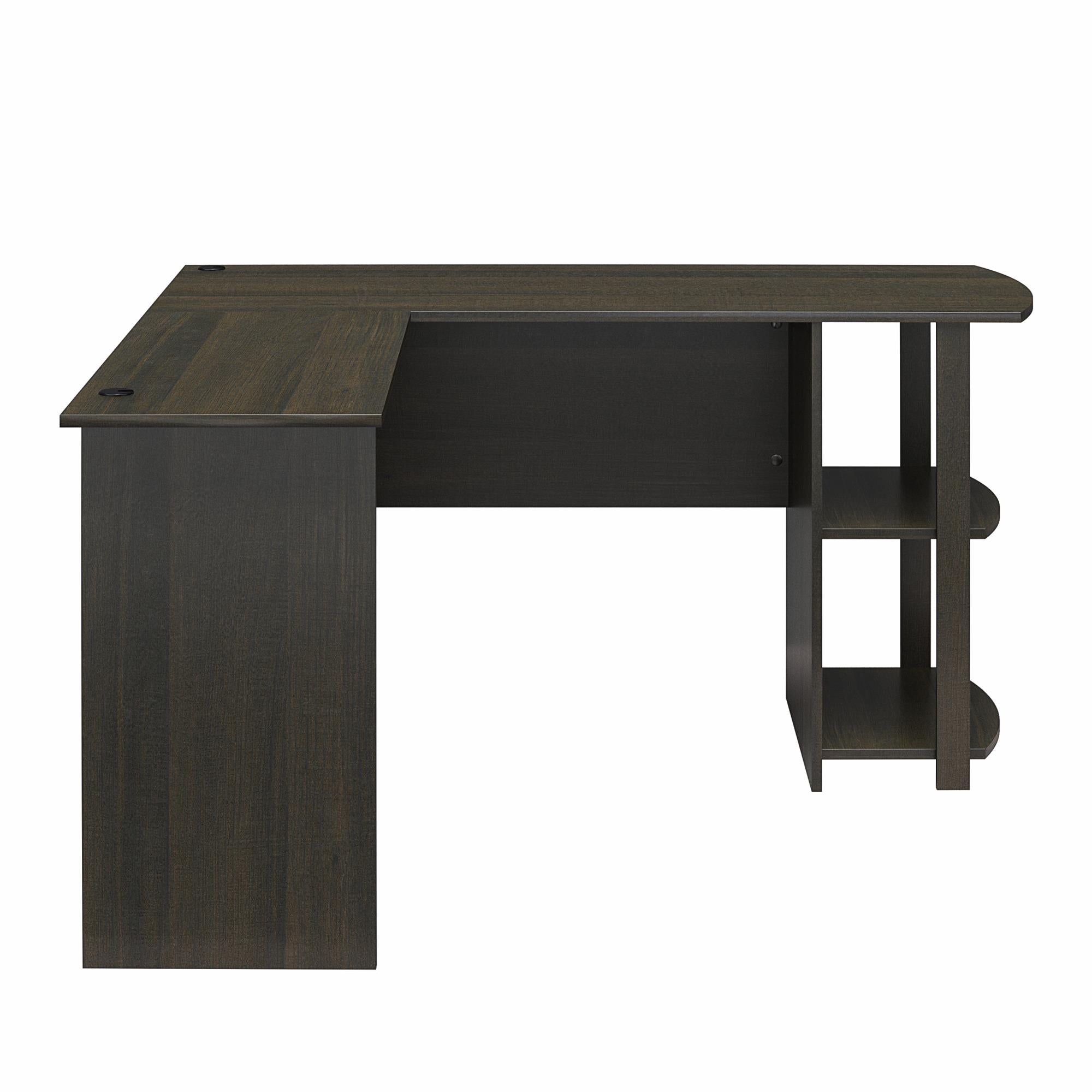 Ameriwood Home Dominic L-Desk with Side Storage Bookshelves - Espresso