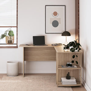 Ameriwood Home Dominic L-Desk with Side Storage Bookshelves - Spring PIne