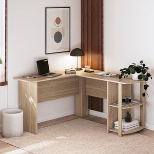 Ameriwood Home Dominic L-Desk with Side Storage Bookshelves - Spring PIne