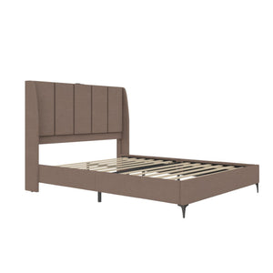 DHP Lamora Upholstered Wingback Bed Frame with USB - Taupe - Queen