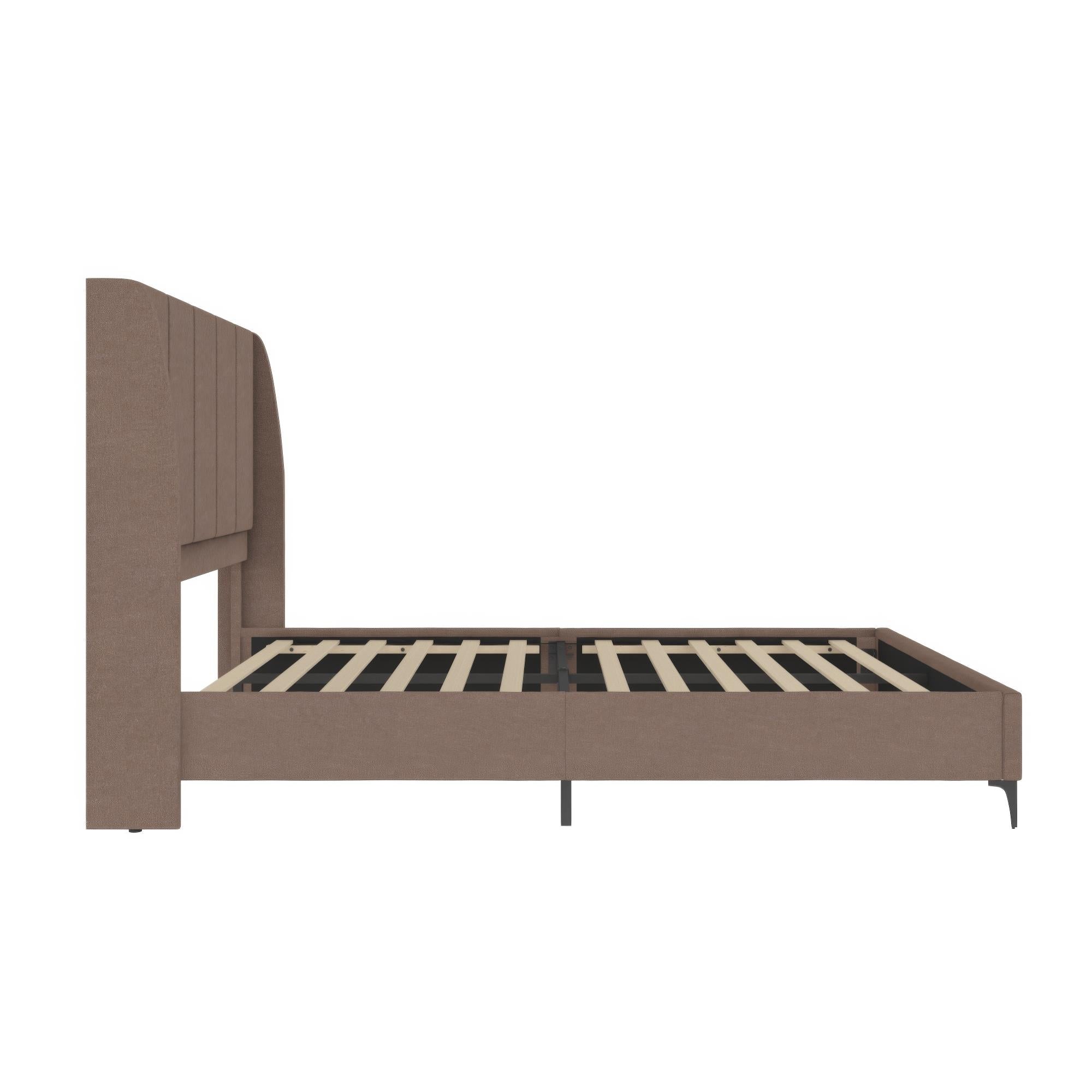 DHP Lamora Upholstered Wingback Bed Frame with USB - Taupe - Queen