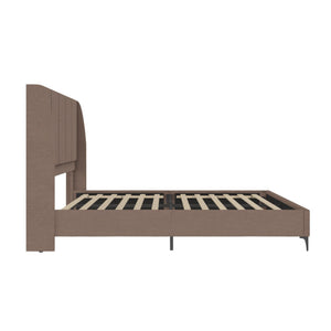 DHP Lamora Upholstered Wingback Bed Frame with USB - Taupe - Queen