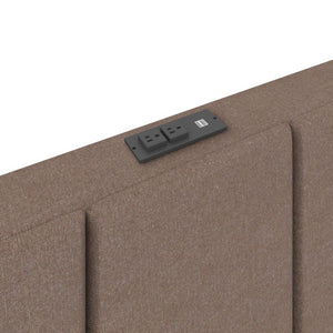 DHP Lamora Upholstered Wingback Bed Frame with USB - Taupe - Queen