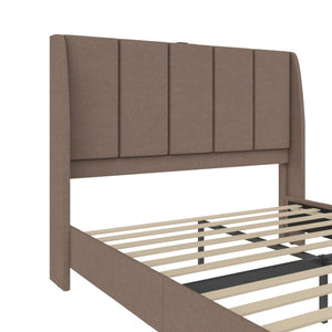 DHP Lamora Upholstered Wingback Bed Frame with USB - Taupe - Queen