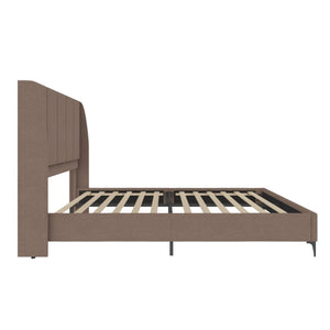 DHP Lamora Upholstered Wingback Bed Frame with USB - Taupe - King