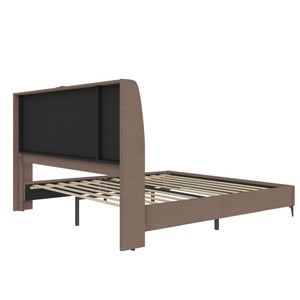 DHP Lamora Upholstered Wingback Bed Frame with USB - Taupe - King