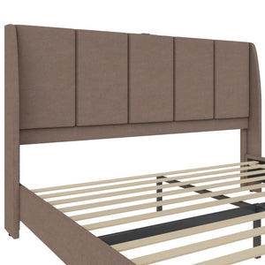 DHP Lamora Upholstered Wingback Bed Frame with USB - Taupe - King