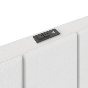 DHP Lamora Upholstered Wingback Bed Frame with USB - Light Gray - Queen