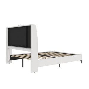 DHP Lamora Upholstered Wingback Bed Frame with USB - Light Gray - Queen