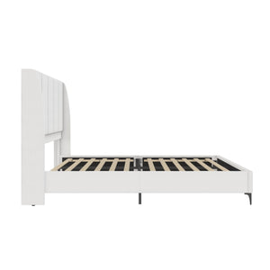 DHP Lamora Upholstered Wingback Bed Frame with USB - Light Gray - Queen