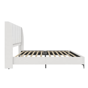 DHP Lamora Upholstered Wingback Bed Frame with USB - Light Gray - King