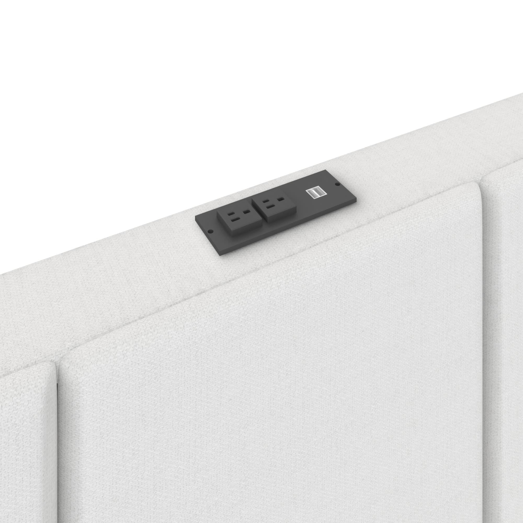 DHP Lamora Upholstered Wingback Bed Frame with USB - Light Gray - King