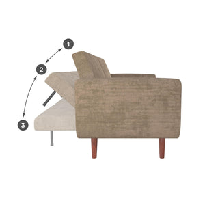 DHP Daylen Mid-Century Futon Sofa Bed - Beige - 2-Seater