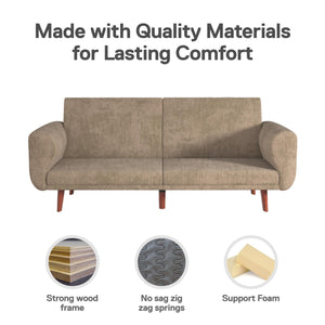 DHP Daylen Mid-Century Futon Sofa Bed - Beige - 2-Seater